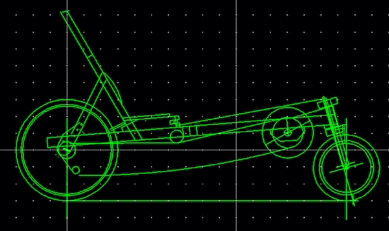 drawing: Martin Riches CAD drawing of recumbent bicycle
